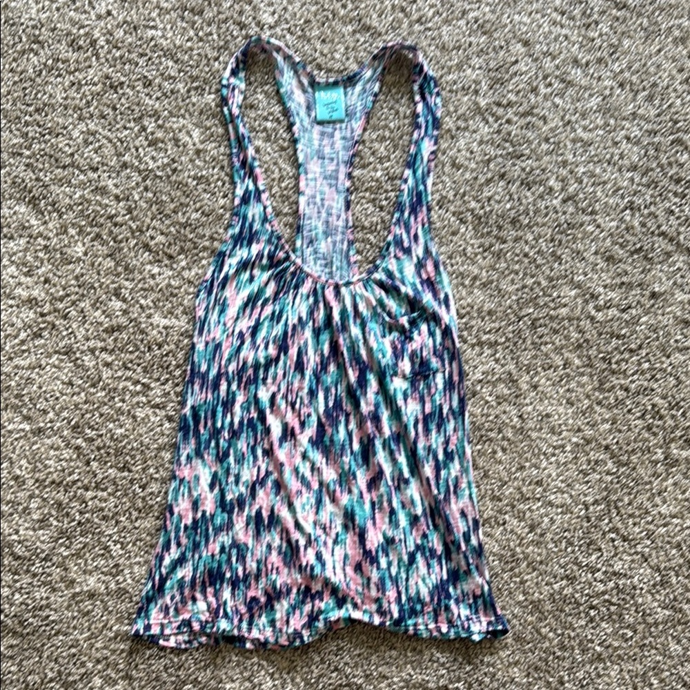 h.i.p. Blue and Black Relaxed Backless Tank Top